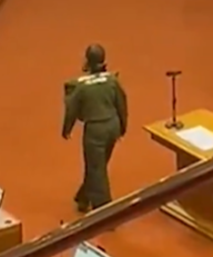 PiensaPrensa's tweet photo. Diputada electa -republicana- Javiera Rodríguez (@capitanarod) se disfrazó de carabinera y posó frente a al diputado electo, víctima de de trauma ocular de parte de carabineros, Gustavo Gatica, con la frase "Chao pensiones de gracia".  #CambioDeMando
via @Ayatanland https://t.co/aw2uMf6nLe