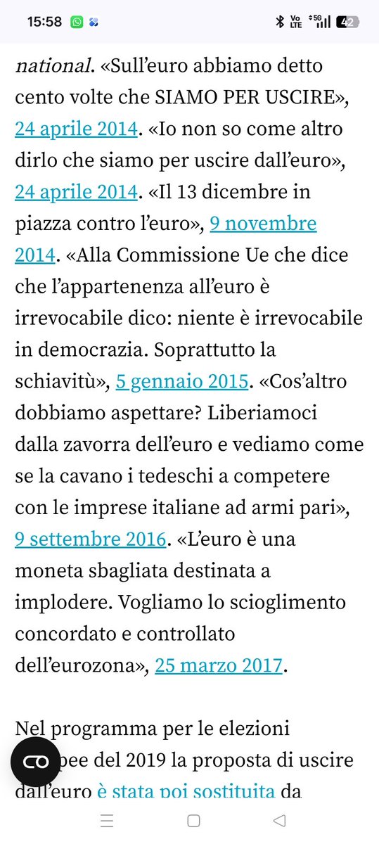 Volevo solo avvisare chi ancora crede alla "astrateggiah" che la #Meloni ha vigliaccamente cancellato tutti i post in cui diceva di voler uscire dall'euro, cercare per credere, ma non potrà mai cancellare la mia stima.

Fdi e lega stessa merda.

Seguono alcuni tweet scomparsi.