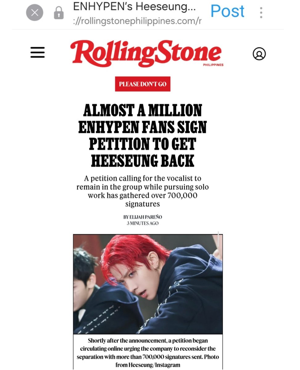 WE FINALLY GOT THE MEDIA REPORTING ABOUT THE PETITION AND ITS ROLLING STONE 🥹 engene lets keep fighting !!! 

🔗rollingstonephilippines.com/music/pop/hees…