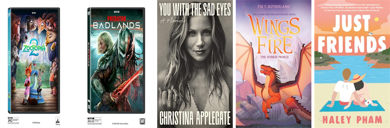 association_lee's tweet photo. This week the Lee Library has 146 new books and eight new movies.  New items include Zootopia 2, Predator, You with the Sad Eyes, The Hybrid Prince, Just Friends, The Running Man, A World Appears, Kin, Five Nights at Freddy's 2, and Lady Tremaine. https://t.co/O81c6Ee65o https://t.co/nKuKHoEKqX