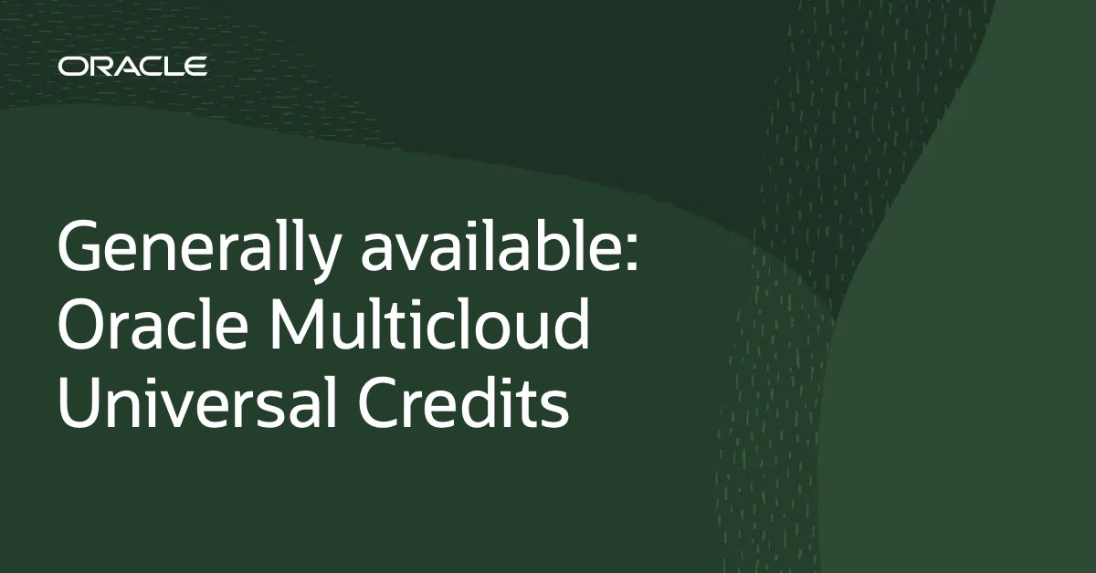 afouz1's tweet photo. Introducing Oracle Multicloud Universal Credits, the industry’s first cross-cloud consumption model. https://t.co/yKCKclw3uz

☁️ Easily utilize Oracle AI Database on AWS, Azure, Google Cloud, and OCI
☁️ Simplify procurement across your cloud partners
☁️ Deliver unified pricing https://t.co/kcwwpGEQcb