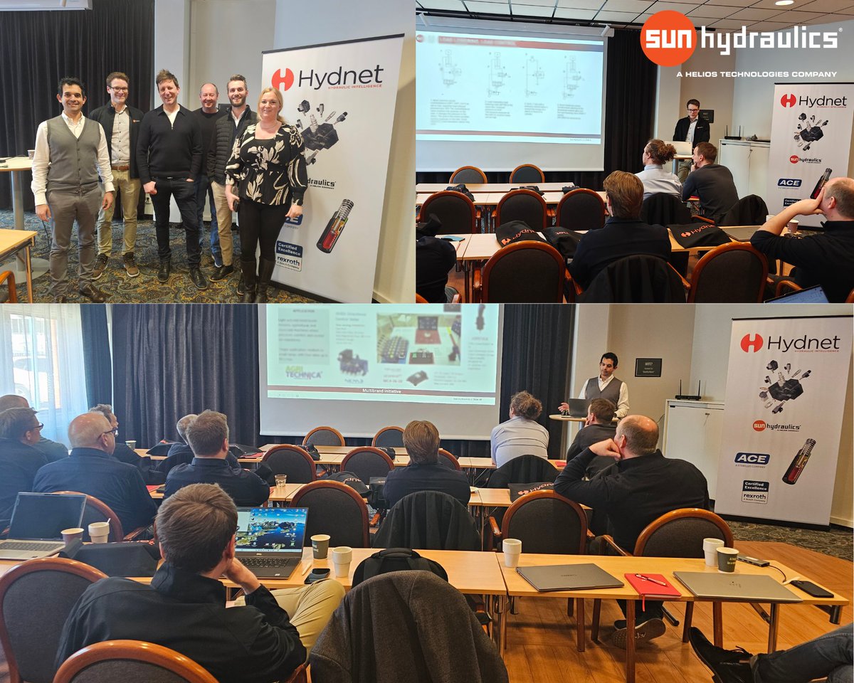 Sun colleagues Kris Vandelli and Florian Müller recently delivered an engaging training session in Växjö, Sweden during Tech Day. Organized by our Sales Channel Partner Hydnet AB, the training session focused entirely on Sun Hydraulics products.