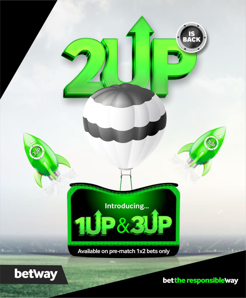 This Betway 2UP feature too make sense, once a team leads by 2 goals at any point during the match, na win be that oo! 💯

#BetwayUP even get 1UP and 3UP features! 🔥