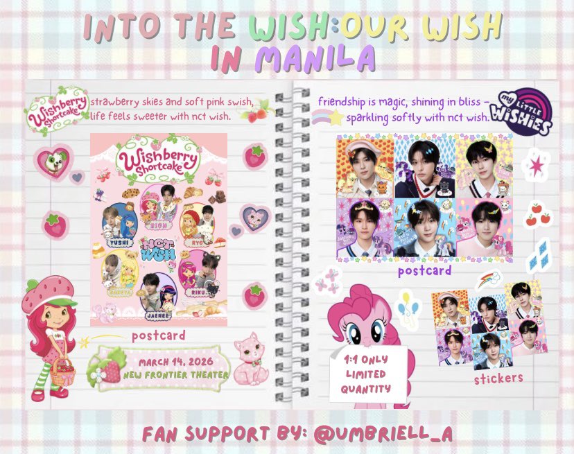 ｡‧˚ʚ🍓ɞ˚‧｡strawberry skies and magic swish,
friendship feels sweeter with nct wish. ˚˖𐙚
- fan support by: <a href="/umbriell_a/">Gabi ☆</a>  

☆ march 14, 2026 
☆ strictly 1:1 ratio (limited qty)  
☆ see u wishzens! ⭐️🩷

#INTOTHEWISH_Manila #OURWISHinMANILA
#OurWISH_Manila