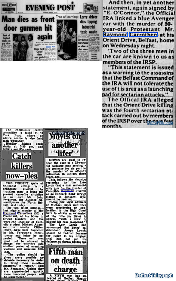 Hannyhas's tweet image. #Remembered 12/3/1975, Raymond Carrothers, 50, Protestant. Married father. Foreman engineer shot 8pm, thought sectarian revenge by INLA terrorists at his home, Orient Gardens, Cliftonville Rd, N Belfast #OTD. "I ran to the hall where Daddy was lying bleeding"-son (10) Unclaimed.