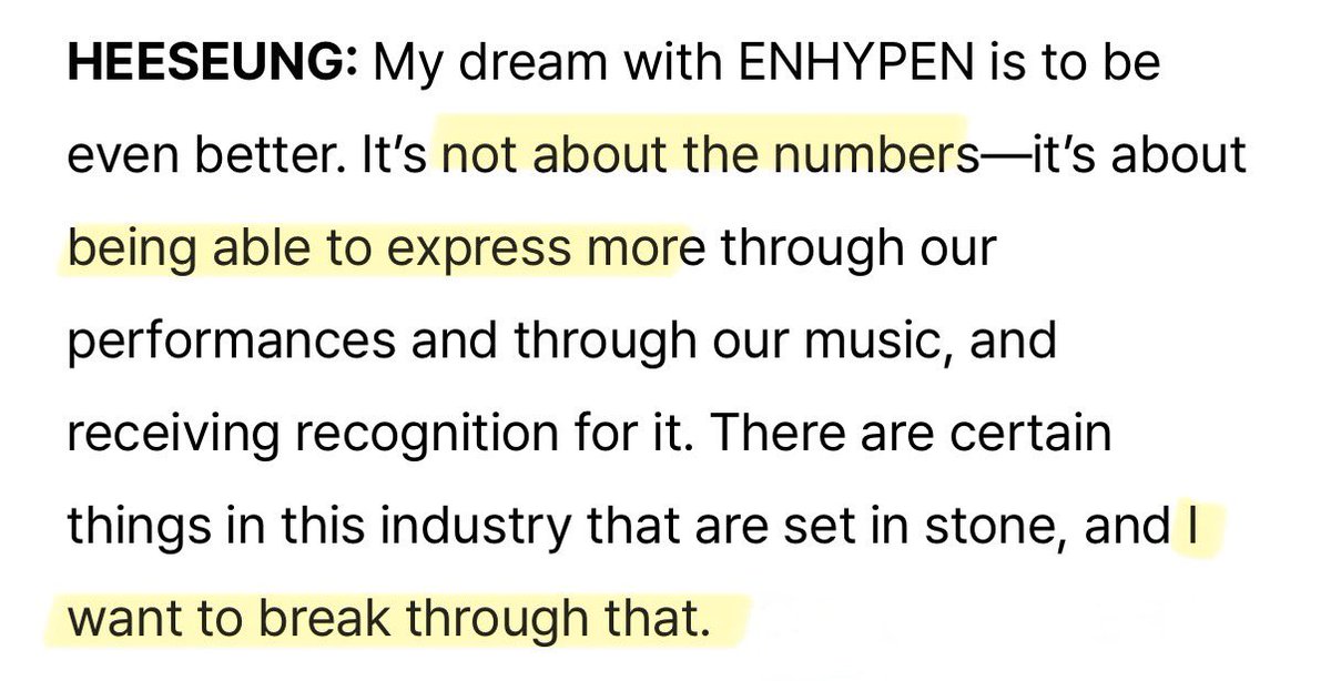 please don’t speak about heeseung if you think statistics is what matters to him. his dream has always been to express himself through music and to break free from the cage the industry builds around idols
