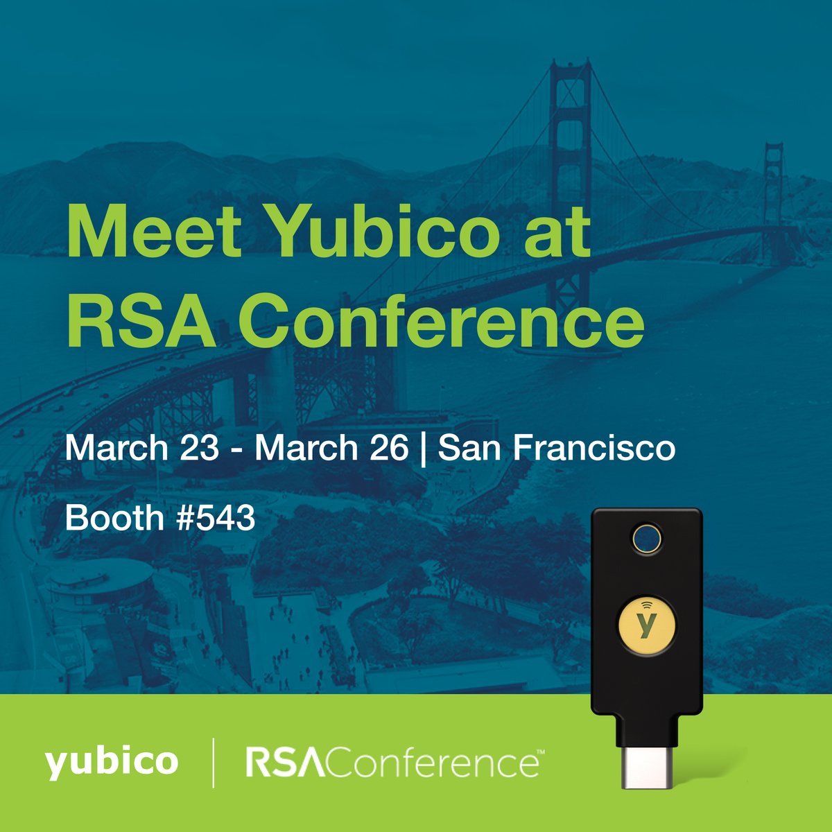 wqcsolutions's tweet photo. RSAC 2026 is almost here! 🌉 Join Yubico at Booth #543 March 23-26 to see how we’re making phishing-resistance and passwordless a reality for the modern enterprise. Schedule a meeting with our team here: https://t.co/uzIuoHlJk7 https://t.co/pHa1AdRvsy