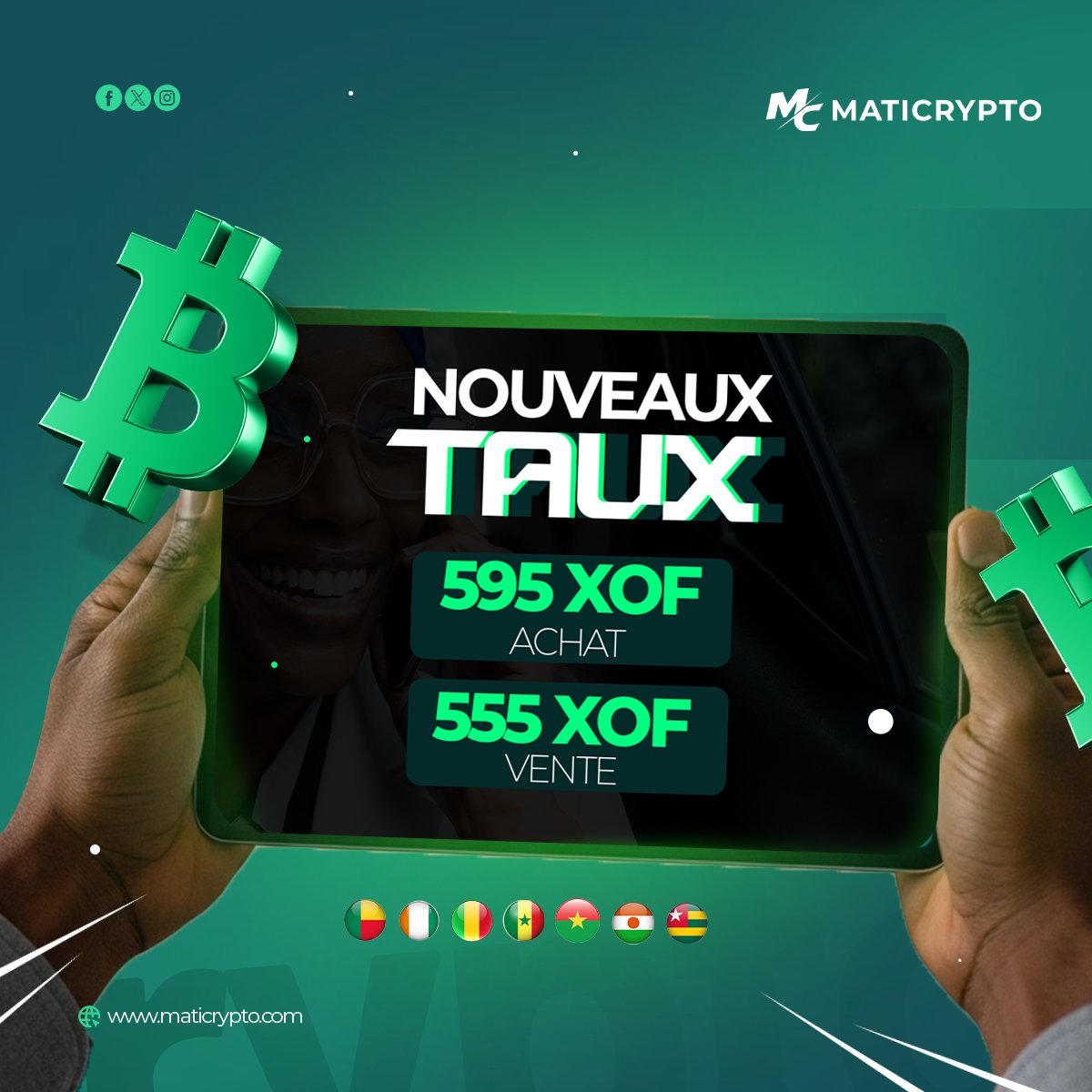 maticryptocom's tweet photo. 🚨 Mise à jour des taux sur Maticrypto !

Connectez-vous pour vérifier et effectuer vos transactions.

🌐 https://t.co/xajoZ8nRax https://t.co/c2reYQNPJy