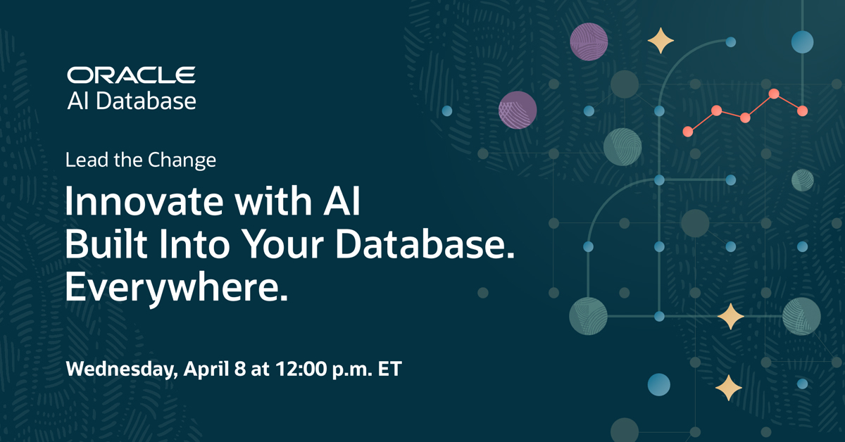 yupisito1's tweet photo. Bring AI to your data—wherever it lives.

Join Oracle experts to learn how to simplify your AI architecture, reduce operational overhead, and strengthen security and compliance—without moving your data into separate AI environments. Save your seat: https://t.co/4xN9t6DYEa https://t.co/yQ6iM6Qk6M