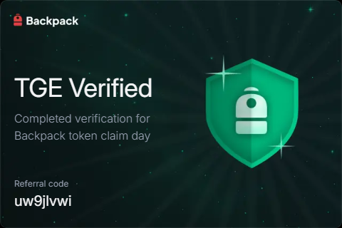 BACKPACK Verification to Claim your AIRDROP! Don't miss it guys! 

backpack.exchange/join/uw9jlvwi