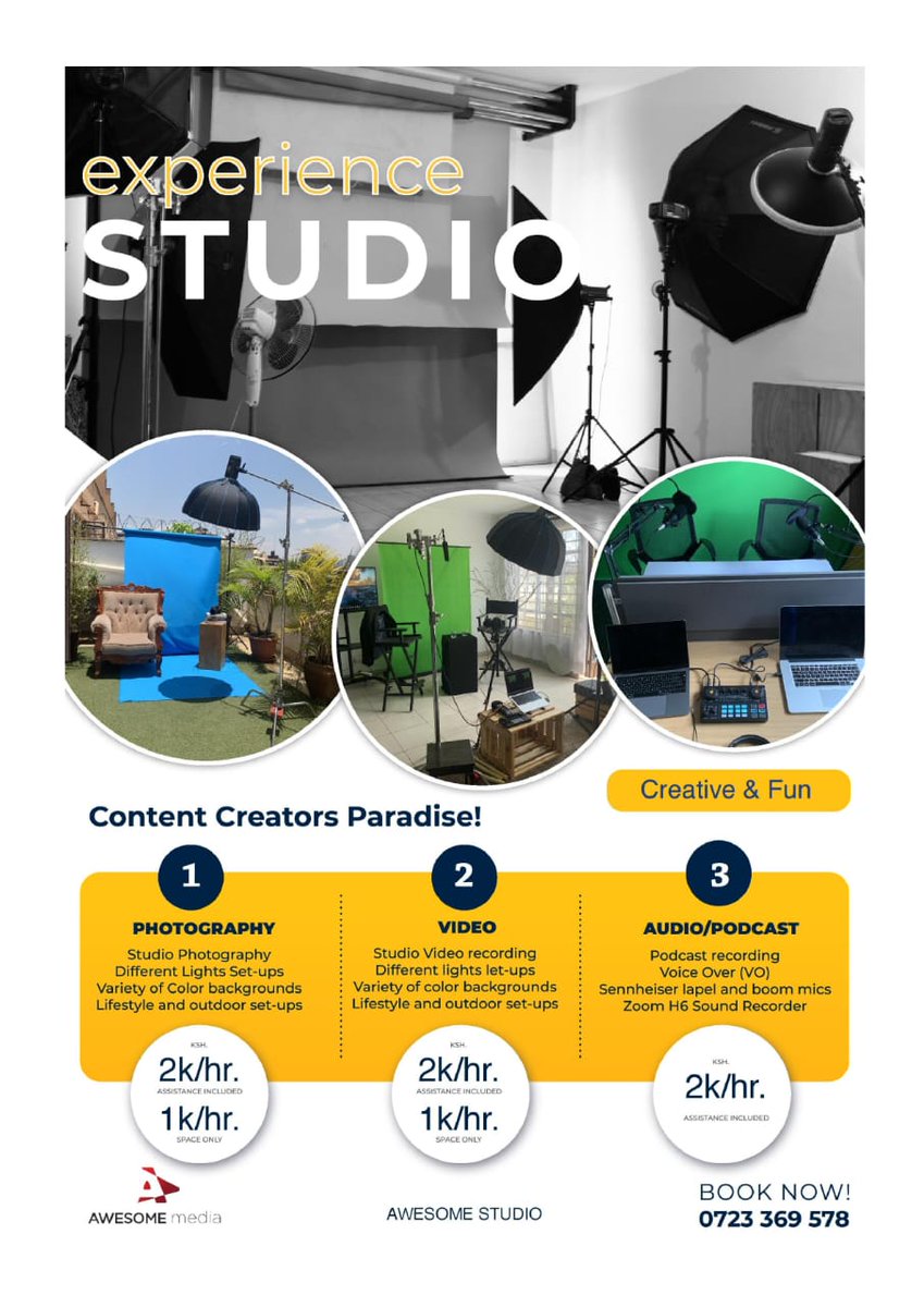 UsanifuNews's tweet image. From photography and videography to podcast services, Awesome Media Studio has everything you need to bring your creative vision to life. Don’t wait — book your session now!
#ContentCreators #Photography #Videography #Podcasting #AwesomeMediaStudio #CreateInspireElevate