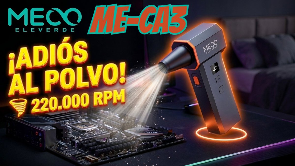 tuyoutube2's tweet photo. ¡EL FIN DE LOS BOTES DE AIRE COMPRIMIDO! 💨🛑

He probado el MECO ELEVERDE ME-CA3 y es, literalmente, una TURBINA en la palma de tu mano. Si tienes un PC lleno de polvo, lo necesitas. 

👉https://t.co/NgBQI7hH3K

#MecoEleverde  #LimpiezaPC #SetupGaming #Gadgets2026 #Hardware https://t.co/v0lDryrFD4