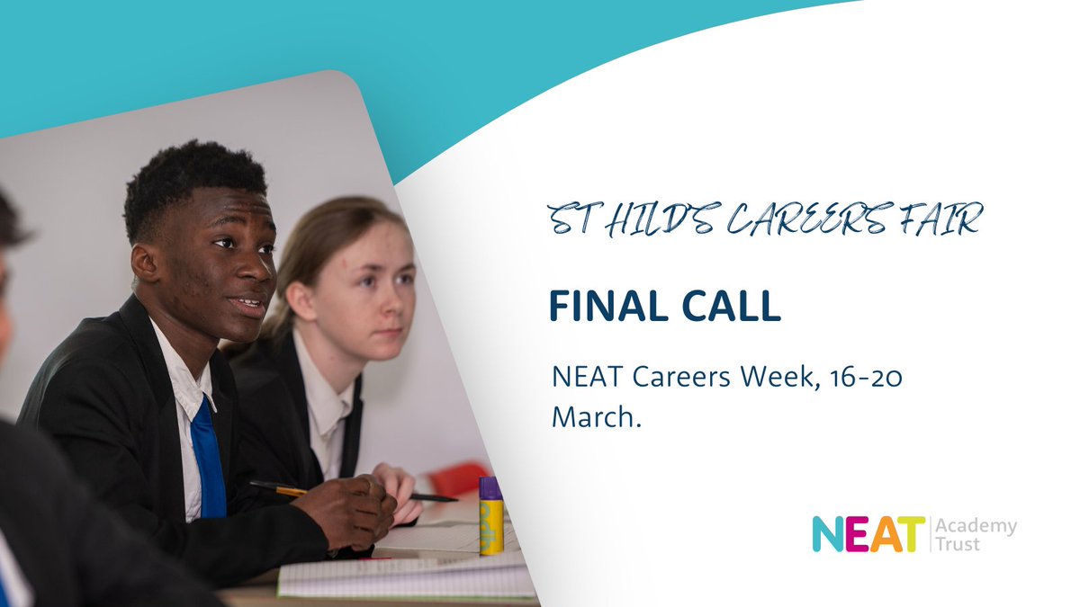 WestWalkerSch's tweet photo. ⏳🎓 St Hild's Careers Fair sign-up closes today.

Years 7–11 will meet employers and explore future pathways.

Secure your place:
https://t.co/1CNGDKL05t https://t.co/Dlh3LB2DUk