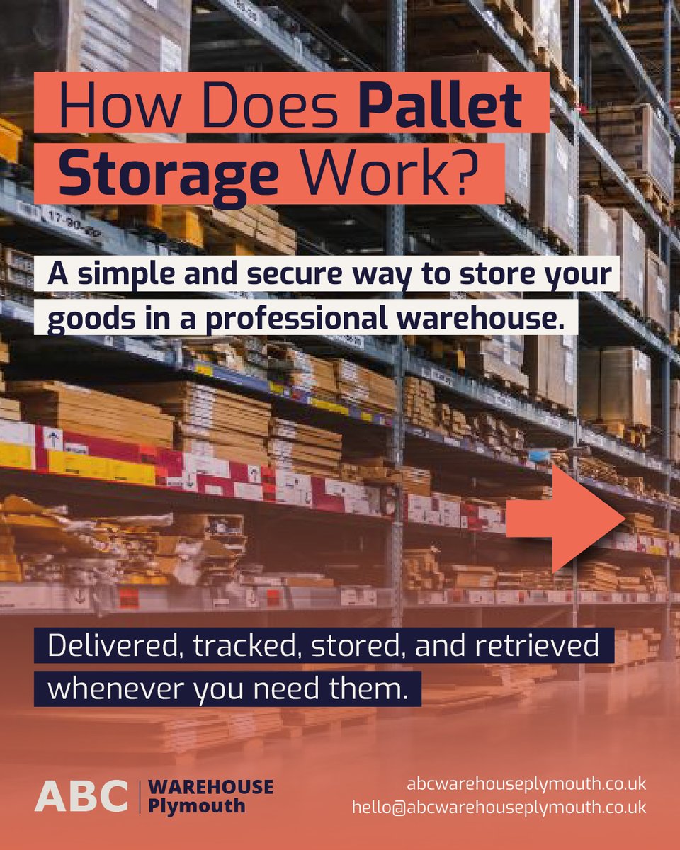 ABCWarehousePly's tweet image. How does pallet storage work?

Goods arrive on pallets, are logged into our system with a unique barcode for full traceability, and stored securely in racking or bulk areas.

When needed, we retrieve them quickly for collection or dispatch.

#WarehouseStorage #PalletStorage