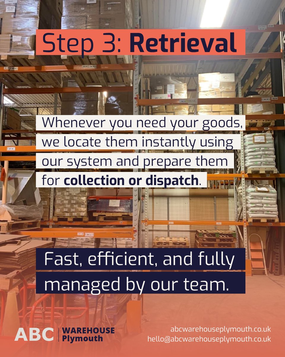 ABCWarehousePly's tweet image. How does pallet storage work?

Goods arrive on pallets, are logged into our system with a unique barcode for full traceability, and stored securely in racking or bulk areas.

When needed, we retrieve them quickly for collection or dispatch.

#WarehouseStorage #PalletStorage