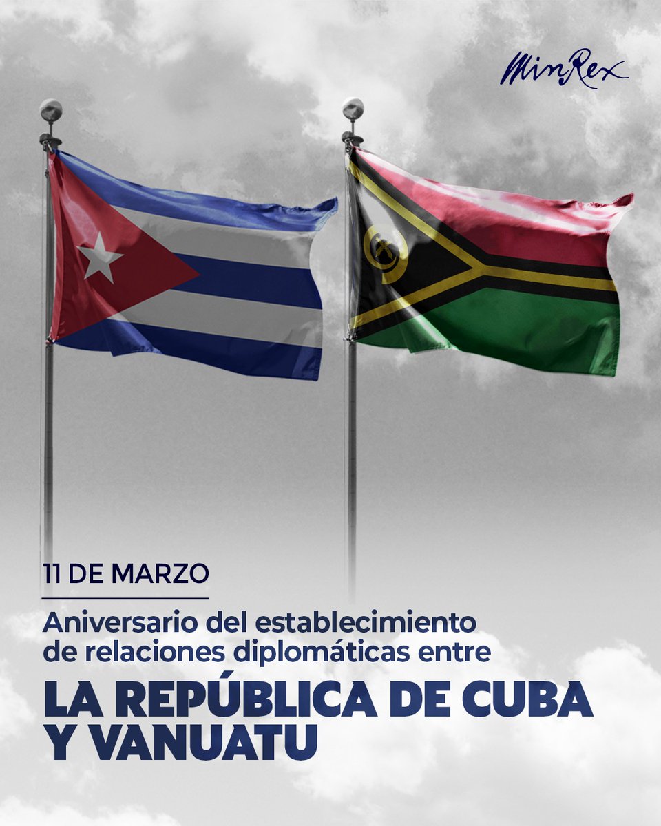 🇨🇺🇻🇺| En el aniversario 43 de nuestras relaciones diplomáticas con Vanuatu, expresamos nuestro reconocimiento a los vínculos de amistad y colaboración que nos unen y reiteramos nuestro compromiso de profundizarlos.