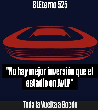 SLEterno 525
"No hay mejor inversión que el estadio en AvLP" 

▶️ on.soundcloud.com/eK5ynQZPiGgQCV…

Toda la Vuelta a Boedo 🔵🔴🔵