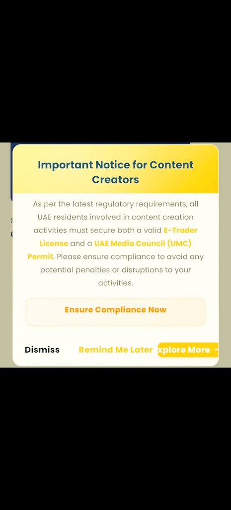 ChangerRko's tweet photo. Hey creators! 📣 Heads up for all UAE residents in content creation: you need an E-Trader License &amp; UAE Media Council Permit. 📝 Compliance is key to avoid penalties. Let's stay informed! ✨ #UAECreators https://t.co/dv9cAebrU3