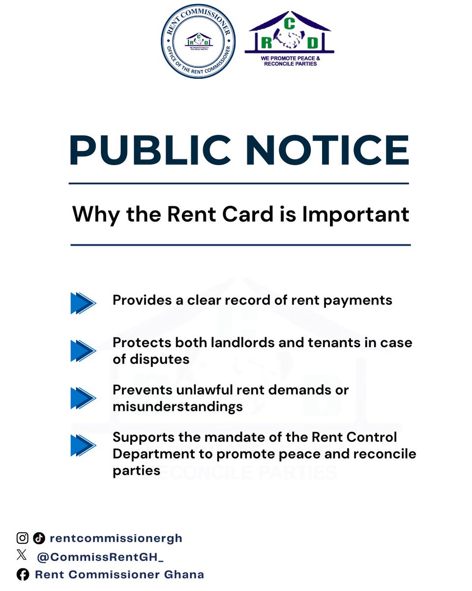 CommissRentGH_'s tweet photo. Every landlord and tenant needs a Rent Card. 
Here's why it matters for your protection! https://t.co/nT9Eiu73gL