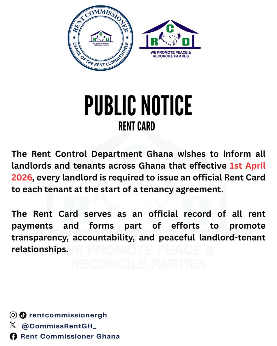 CommissRentGH_'s tweet photo. Every landlord and tenant needs a Rent Card. 
Here's why it matters for your protection! https://t.co/nT9Eiu73gL