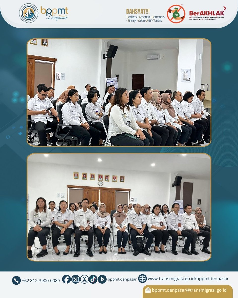 Seluruh pegawai BPPMT Denpasar mengikuti apel gabungan dengan seluruh Balai dan PPSDM Transmigrasi Kementerian Transmigrasi R.I. Apel ini dilaksanakan secara daring yang dipimipin langsung oleh Kepala PPSDM Erlin Charrlinatun.
 
#bppmtdenpasar
#kementeriantransmigrasi