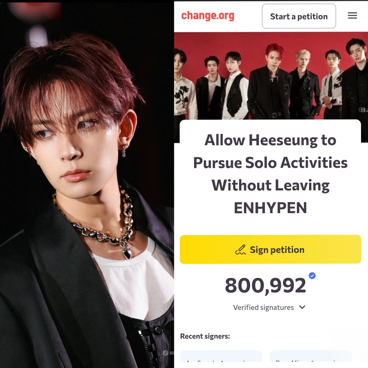 Petition for Heeseung has reached more than 800,000 verified signatures.

#ENHYPEN_IS_7
#COMEBACKHEESEUNG
#Alwayswithyou

Sign here:
change.org/p/allow-heeseu…