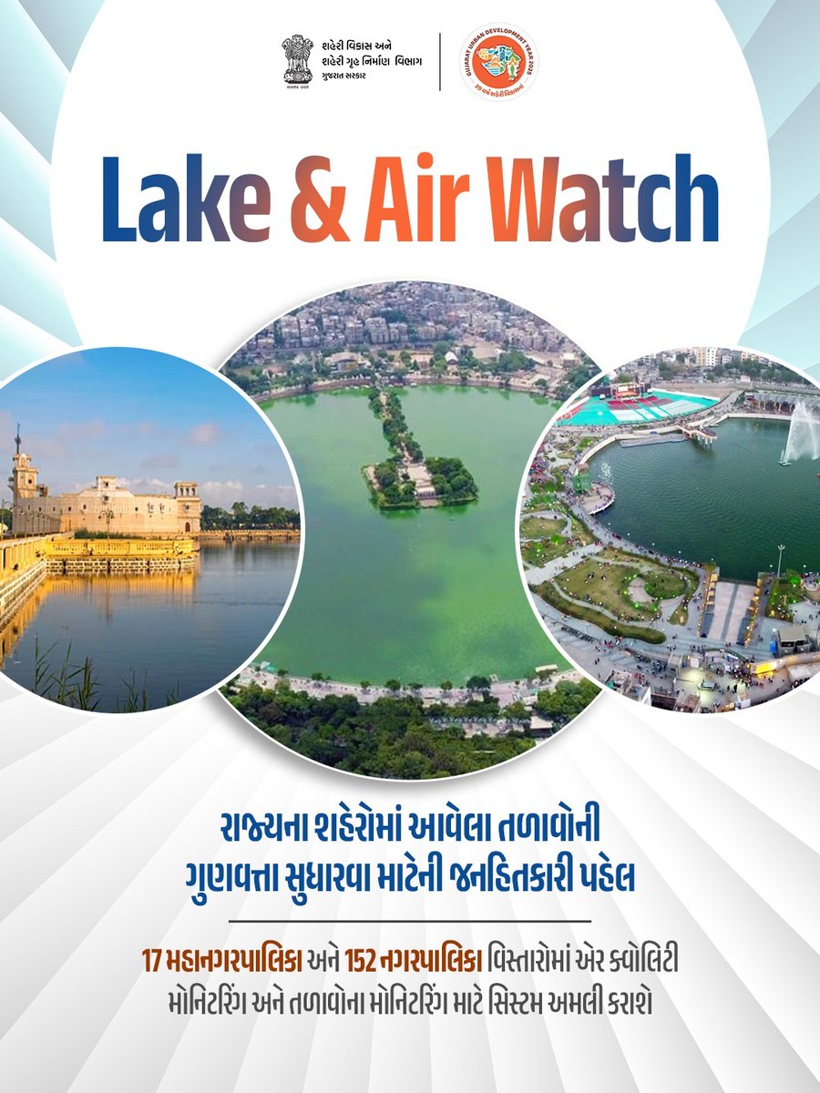 Lake &amp; Air Watch🍃

રાજ્યના શહેરોમાં તળાવો અને હવાની ગુણવત્તા સુધારવા માટે ગુજરાત અર્બન ડેવલપમેન્ટ મિશને શરૂ કરી 'લેક એન્ડ એર વોચ' પહેલ 

#lake&amp;airwatch #urbandevelopmen