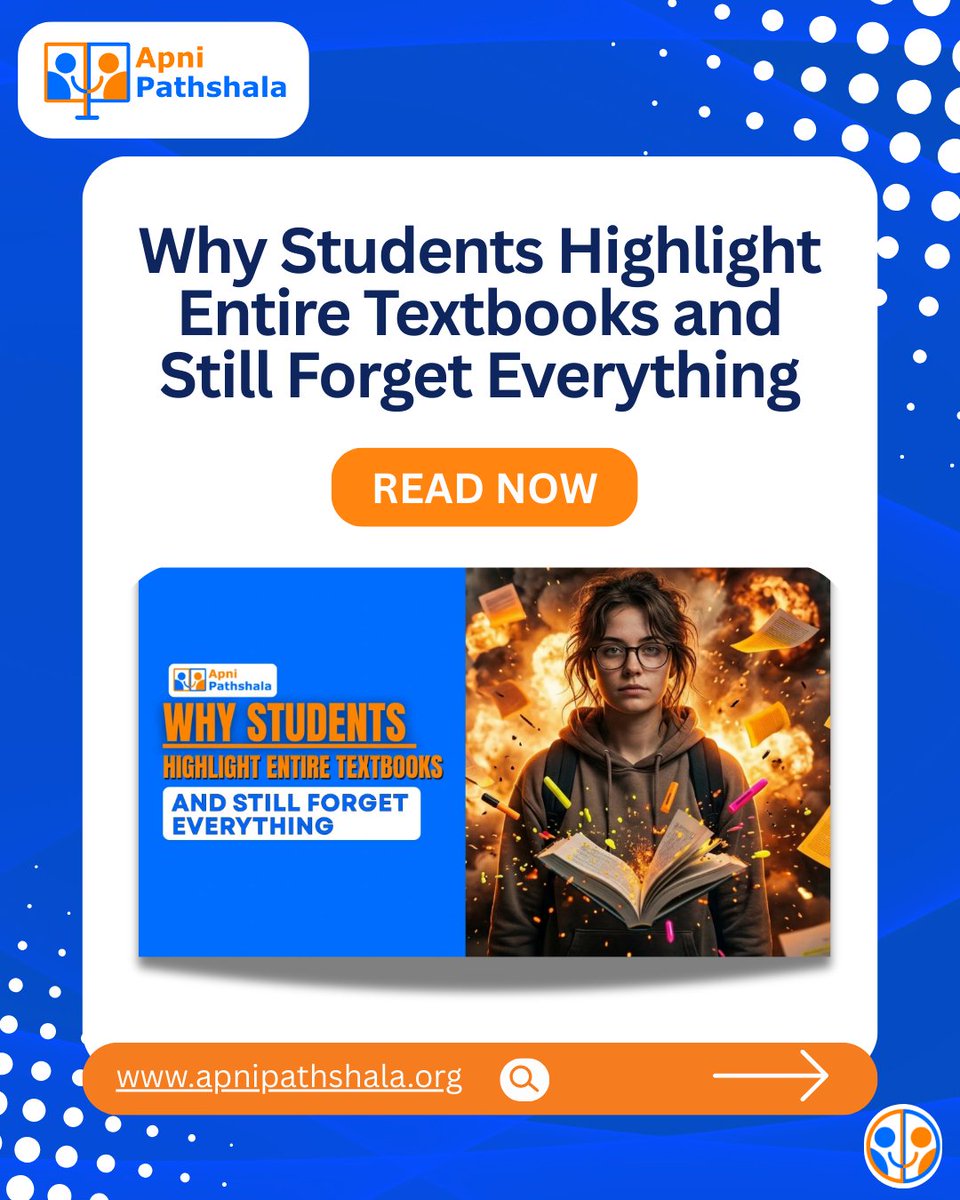 apnipathshalain's tweet photo. "Ever wondered why students highlight entire textbooks? 🤯
It's time to study smarter, not harder! 📚 Check out these efficient study strategies."
Read more: https://t.co/OicsdEDYf0
#StudySmart #LearningHacks #Education #StudentSuccess #DigitalLearning #EffectiveLearning https://t.co/FUGCZBdZwS