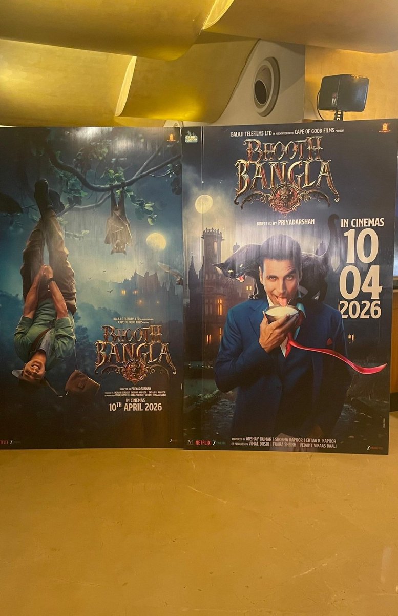 KbvAkshayRus16's tweet image. #BhoothBangla Posters are out on #Pvr #BhoothBangla 
@balajimotionpic @EktaaRKapoor #akshaykumar @priyadarshandir 
#BhoothBanglaTeaser Tomorrow 
Film releasing on 10th April 2026