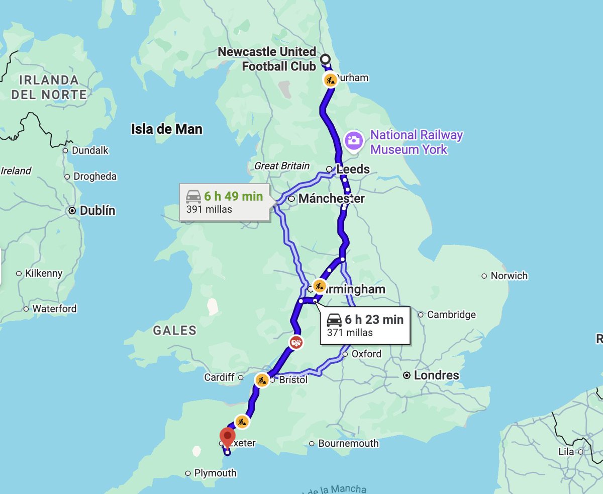 Un aficionado del Barcelona se equivocó de St James' Park y acabó en el estadio del Exeter City, que tiene el mismo nombre.

El aficionado salió desde Londres y siguió las indicaciones del maps que lo llevaron a 600km de su verdadero destino. 

Vibes de la Bucarest-Budapest 😂