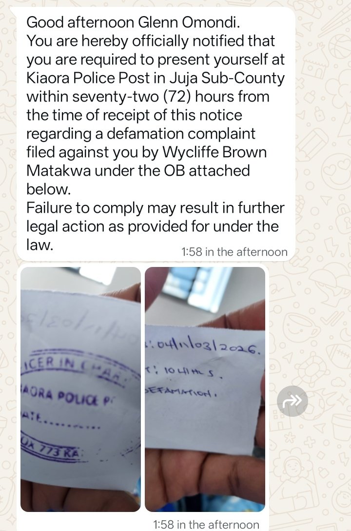 TL bad boy wenyu ndo uyu amekimbilia mapolisi
1. I will counter sue for the numerous times he has threatened physical violence and harm against me. The evidence is all online
2. I am not presenting myself anywhere. Wanikujie kwangu. Defamation is a civil matter. Not criminal