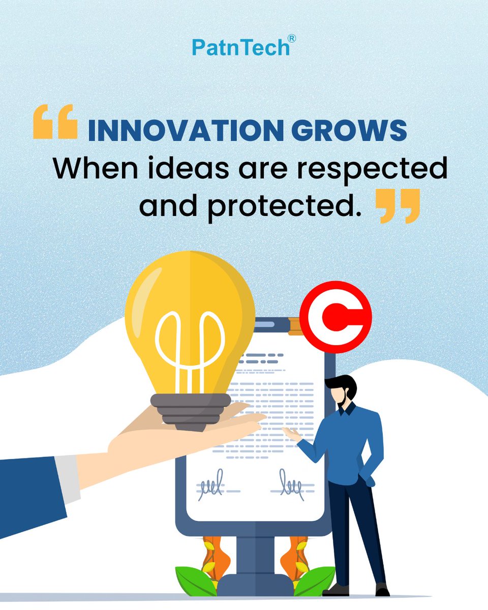 patntech's tweet photo. Strong IP systems encourage people to share, develop, and invest in ideas. When creativity is respected, innovation becomes sustainable and meaningful for society as a whole. https://t.co/jMLk5IlgrM