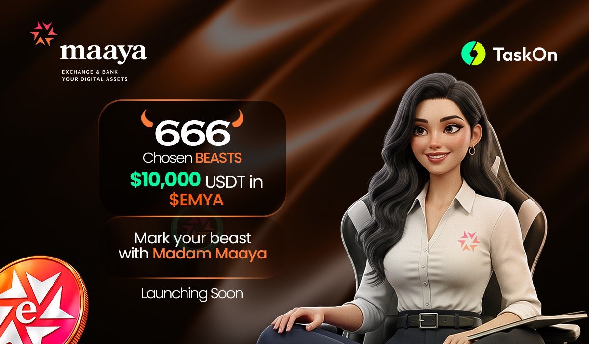 The hunt begins. 🐾

Maaya Campaign #1 is now live on TaskOn.

Only the committed will qualify for the $10,000 USDT in $EMYA giveaway.

Your mission:
• Follow <a href="/DigiMaaya/">Digi Maaya</a> on X
• Join our Telegram Public Chat
• Qtweet or RTweet the campaign post
• Register on our platform