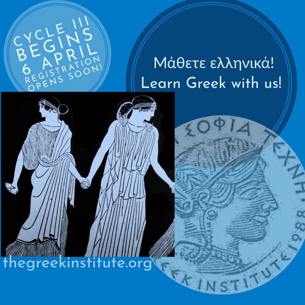 TheGreekInst's tweet image. Μάθετε ελληνικά! Cycle lll Language Classes via Zoom begin the week of 06 April. Online registration will be available soon at thegreekinstitute.org. (Please note that each cycle is now 13 weeks, rather than ten.)

#learngreek #moderngreek #greece #greekliterature #speakgreek