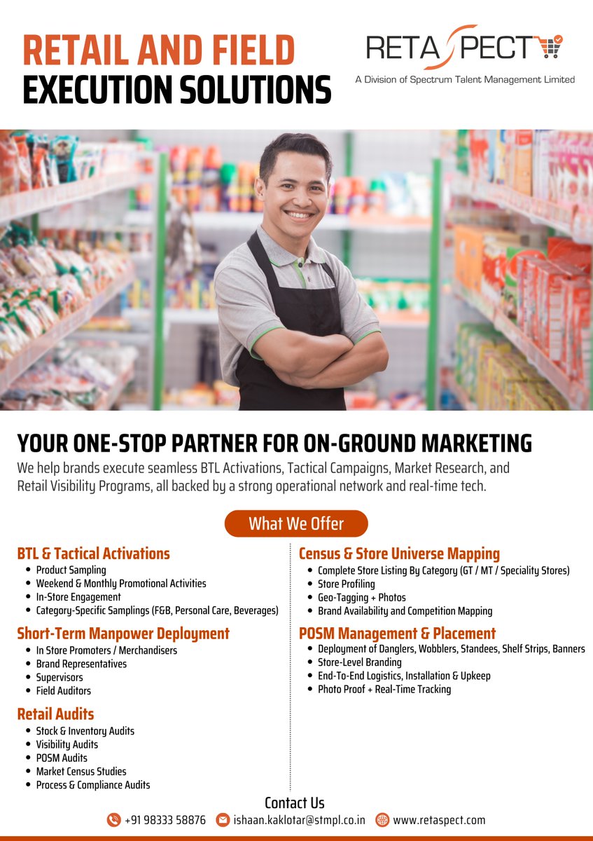 retaspect's tweet photo. Strong retail execution can make the difference between a product being noticed or ignored.
https://t.co/vCwrkCZyzO

#RetailExecution #RetailMarketing #BTLActivations #InStoreMarketing #TradeMarketing #RetailAudit #BrandActivation #RetailOperations #RetailManagement #Retaspect https://t.co/obRxSEBvwf
