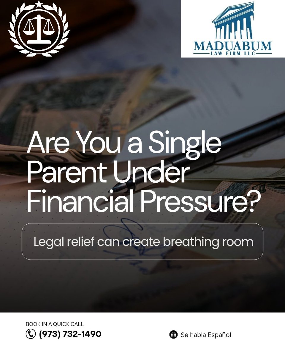 MaduabumLawFirm's tweet image. A single parent carrying financial pressure deserves real solutions. Legal relief can create the breathing room you need to rebuild and move forward. Call Maduabum Law Firm LLC at (973) 732-1490.

#bankruptcyhelp #chapter7bankruptcy #debtrelief #financialfreshstart #legaladvice