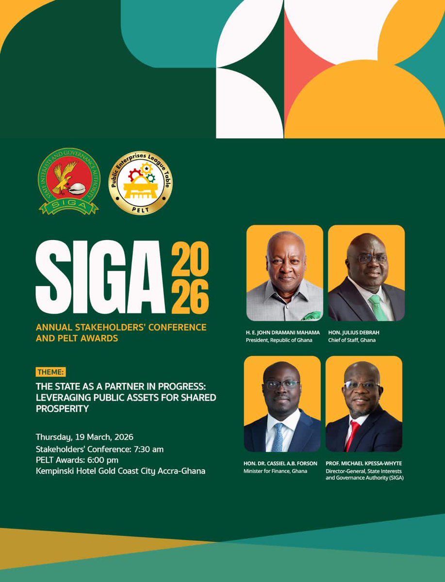 SIGA will be hosting its Annual Stakeholder Engagement and Public Enterprises League Table (PELT) &amp; Awards on 19 March, under the theme: “The State as a Partner in Progress: Leveraging Public Assets for Shared Prosperity.”
Kindly refer to the flyer below for further event details