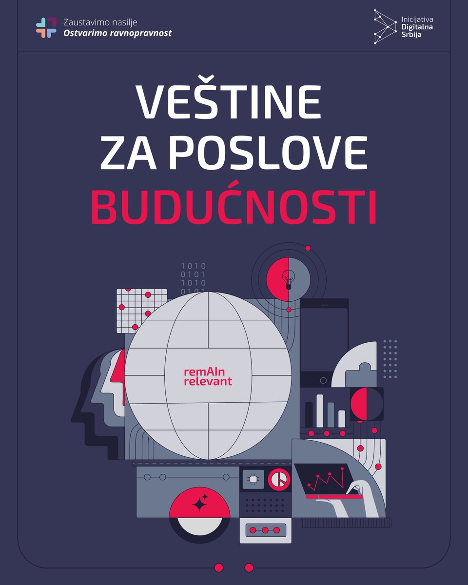 DigitalnaSrbija's tweet photo. Koje će veštine biti ključne za poslove budućnosti? Razgovarali smo sa kompanijama iz Srbije o tome šta će uticati na konkurentnost na tržištu rada u narednim godinama. Rezultat je izveštaj remAIn relevant: Veštine za poslove budućnosti, koji smo razvili u saradnji sa @UNDPSerbia https://t.co/EtKhfdbMCo