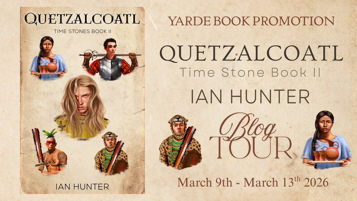 BookcaseMary's tweet photo. On my blog today, author Ian Hunter is sharing an excerpt from his book – Quetzalcoatl: Time Stones Book II
https://t.co/b5o267pguF
#Quetzalcoatl #TimeStones #HistoricalFantasy #BlogTour #YardeBookPromotions @IanHunterAuthor @maryanneyarde https://t.co/vd8JT6IYLC