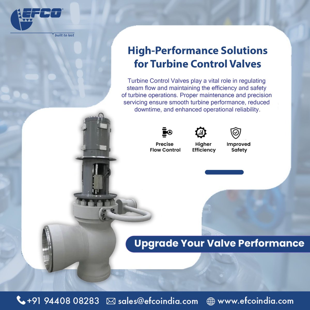 india_efco's tweet photo. EFCO delivers advanced servicing and maintenance for Turbine Control Valves, ensuring smooth steam flow, improved efficiency, and safer turbine operations.
#EFCO #TurbineControlValves #ValveMaintenance #IndustrialMaintenance #PowerPlantMaintenance #ControlValves #SteamTurbine https://t.co/sPTG1cGgYR