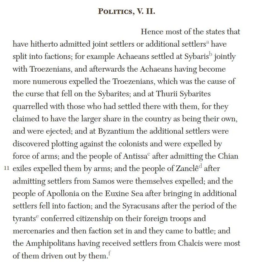 Hög tid att prioritera upp klassisk bildning.

Aristotoles 300-400 år före Kristus visste vad som följer efter att stora migrantgrupper välkomnas och ges medborgarskap - något många idag tycks helt oförstående inför och avfärda som konspirationsteorier.