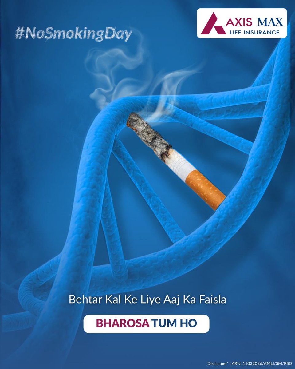 AxisMaxLifeIns's tweet image. A cigarette burns for a few minutes. Its impact can last for years. Not only on your health, but it also impacts the life you’re building for your loved ones.

This #NoSmokingDay, take a step towards a healthier tomorrow.