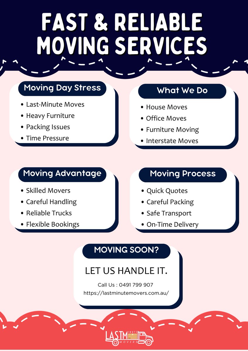 movers_minute's tweet image. 🚚 Moving Soon? We’ve Got You Covered!

Heavy furniture, #lastminutepacking, &amp;amp; #movingday chaos?
Let the professionals handle it.

#Movefaster, safer, &amp;amp; stress-free with our expert team.

📞 Call Now: 0491 799 907
🌐 lastminutemovers.com.au

#movingservices  #furnituremovers