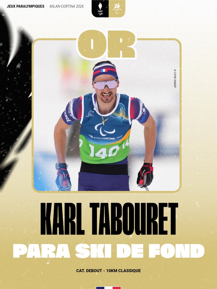 FabFC_Off's tweet image. Para Ski de Fond  10KM  Classic  (H) Cat. Debout 

CHAMPION PARALYMPIQUE

🥇 Karl #Tabouret

3🥇 4🥈 2🥉

9 médailles

#ParalympicWinterGames2026 #MilanoCortina2026 #AllezLesBleus @FRAparalympique #Paralympics