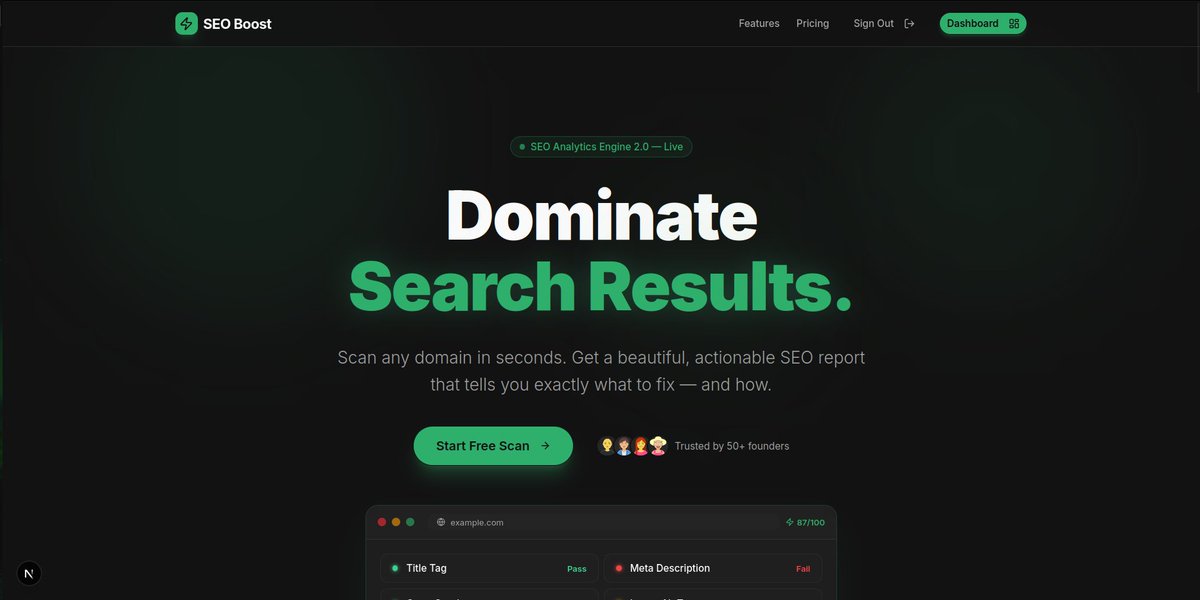 iaadi8's tweet photo. Free SaaS for you guys. 👀
SEO audit tools (scans for security headers too) 🔐

Stack - Next, Supabase, Dodopayments 🦤, prisma 🔺

LInk - https://t.co/fcoWn64gFj https://t.co/5r2EMOwMJu