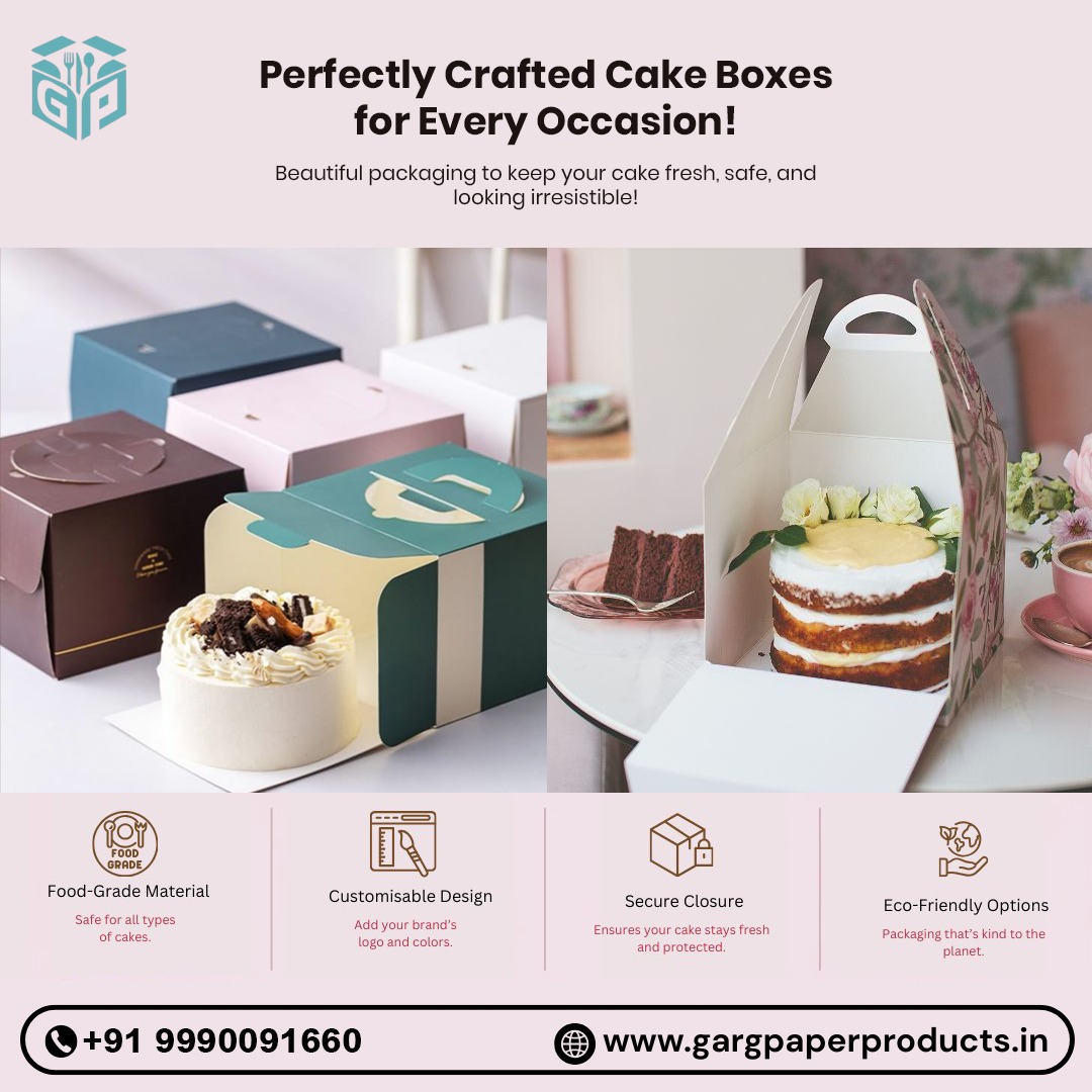 gargpaper's tweet image. Perfectly Crafted Cake Boxes for Every Occasion 🎂📦
Give your delicious cakes the packaging they deserve! Our premium cake boxes keep your cakes fresh, safe, and beautifully presented. 

📞 +91 9990091660
🌐 gargpaperproducts.in

#CakePackaging #BakeryBoxes #GargPaperProducts