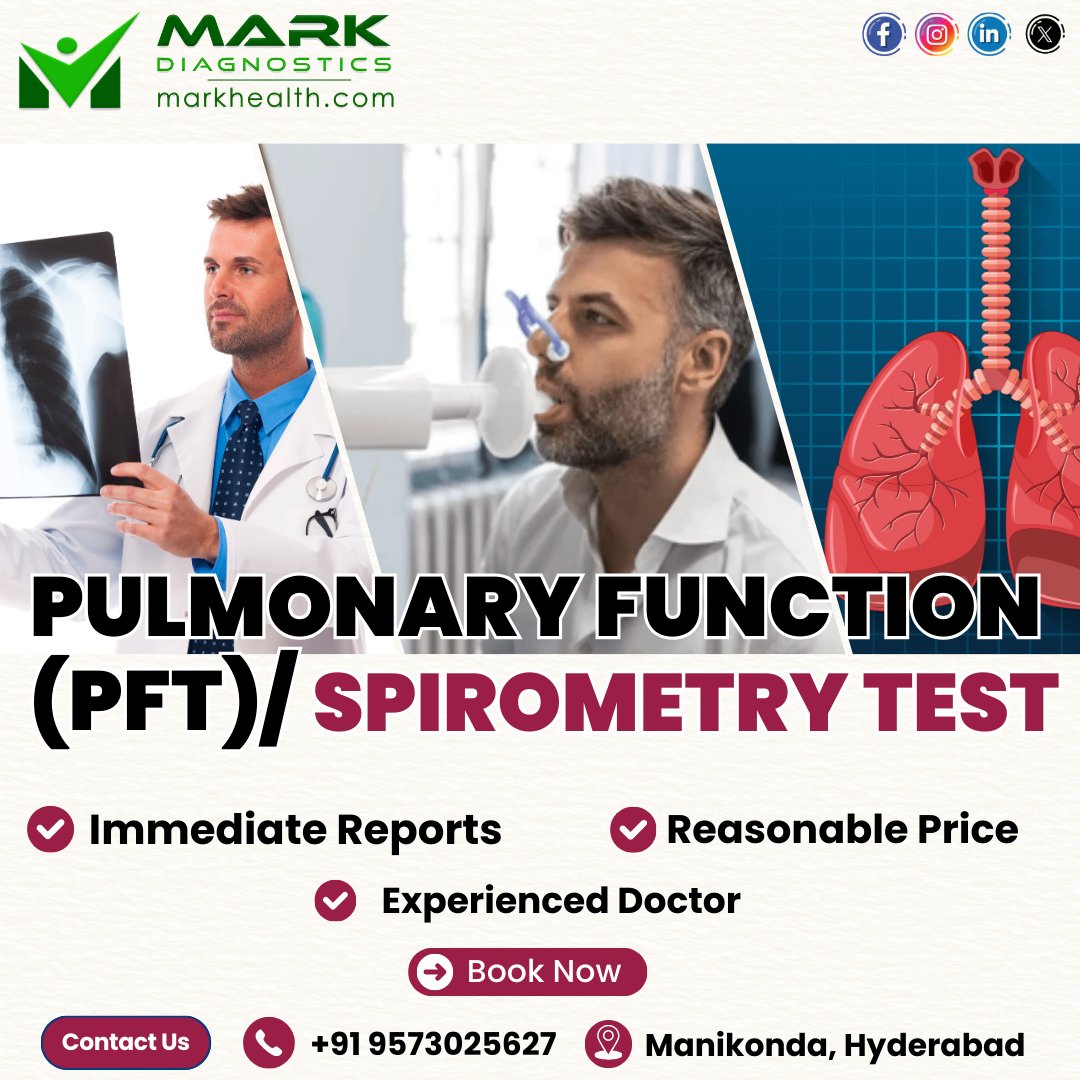 MarkDiagnostics's tweet image. 🫁 PFT / Spirometry Test Available
✔ Experienced Doctor
✔ Immediate Reports
✔ Reasonable Price
📍 Manikonda, Hyderabad
📞 +91 9573025627
#MarkDiagnostics #PFT #Spirometry #HealthCheckup #Diagnostics #Healthcare #Manikonda