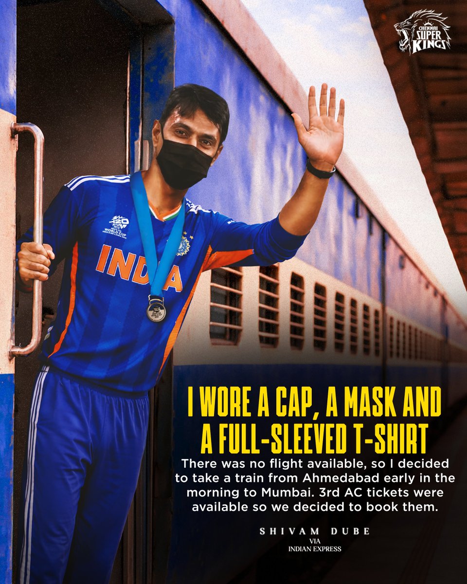 ChennaiIPL's tweet photo. No flights, took the train
For the children, for the family.

That’s Dube for you! 💛

#WhistlePodu #Yellove https://t.co/cSiALieuuZ