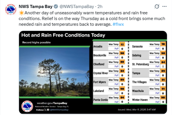 Good morning #HappyHumpDay #Wednesday #Wednesdayvibe #Sunrise #Florida #TampaBay #Tampa #StPete #StPetersburg #Clearwater

#Weather #FLwx <a href="/NWSTampaBay/">NWS Tampa Bay</a> <a href="/NWS/">National Weather Service</a> <a href="/NOAA/">NOAA</a>