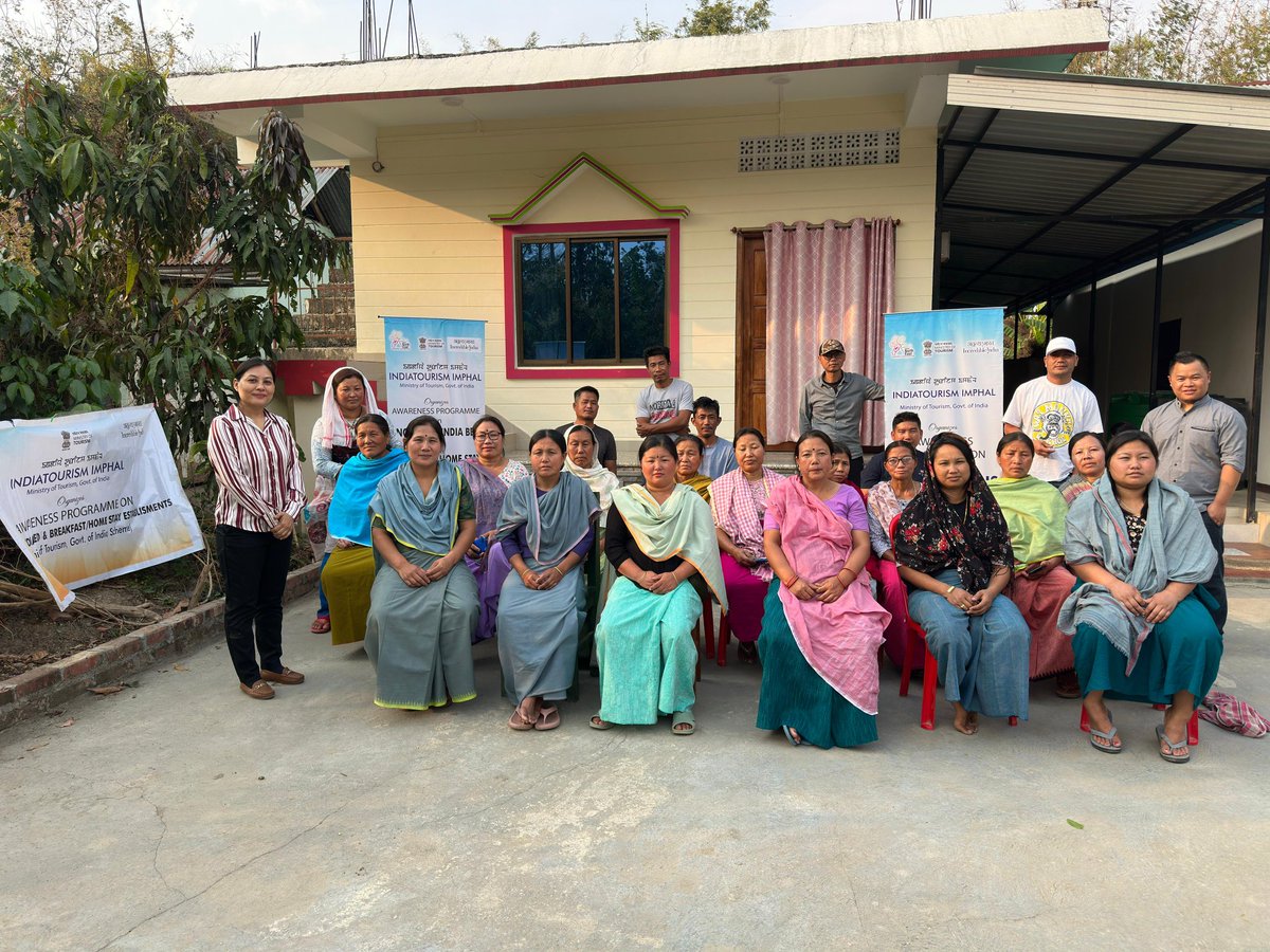 Indiatourism Imphal, MoT, GoI, conducted an awareness programme on the Incredible India B&amp;B/Homestay Establishment Scheme at Phayeng Sabal Leikai, Imphal West on 11.03.2026.Participants were briefed on the benefits, registration process and MUDRA loan facility for homestay owners